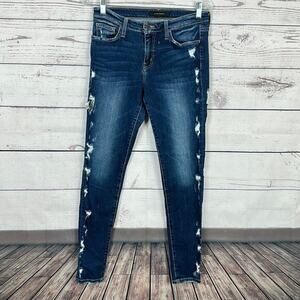 Flying Monkey Jeans Womens 28 Blue Skinny Distressed Midrise Stretch Minimalist